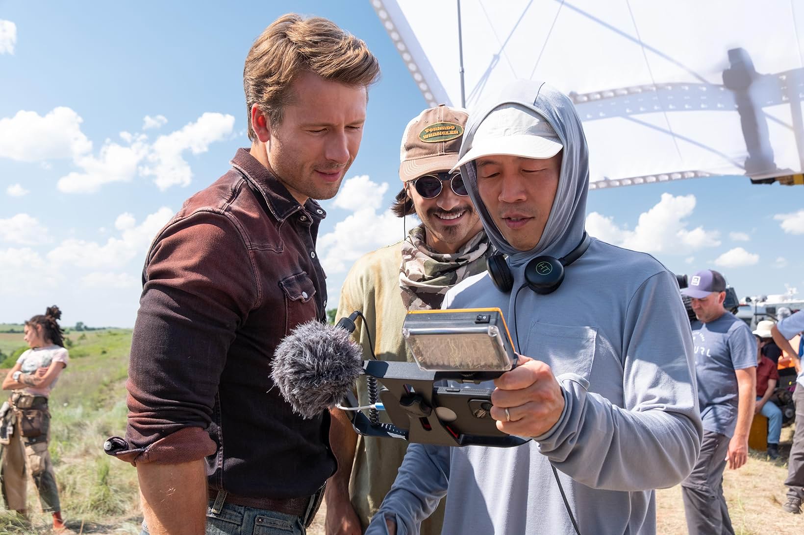 Director Lee Isaac Chung on Set with Glen Powell